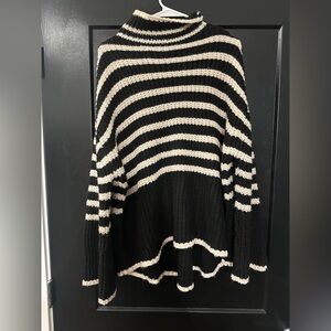 Striped Women's Oversized Turtleneck Sweater